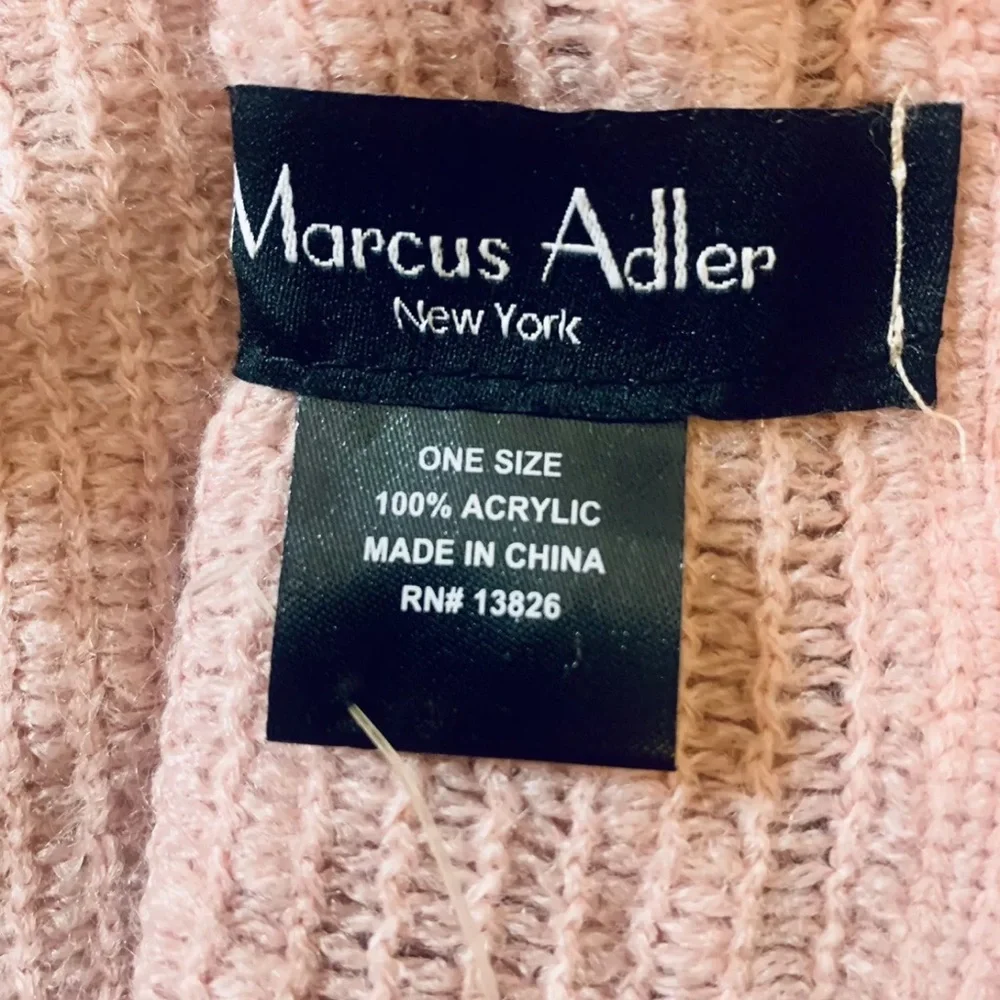 Marcus Adler New York Women's Blush Pink Cable Knit Infinity Scarf Fringe NWT